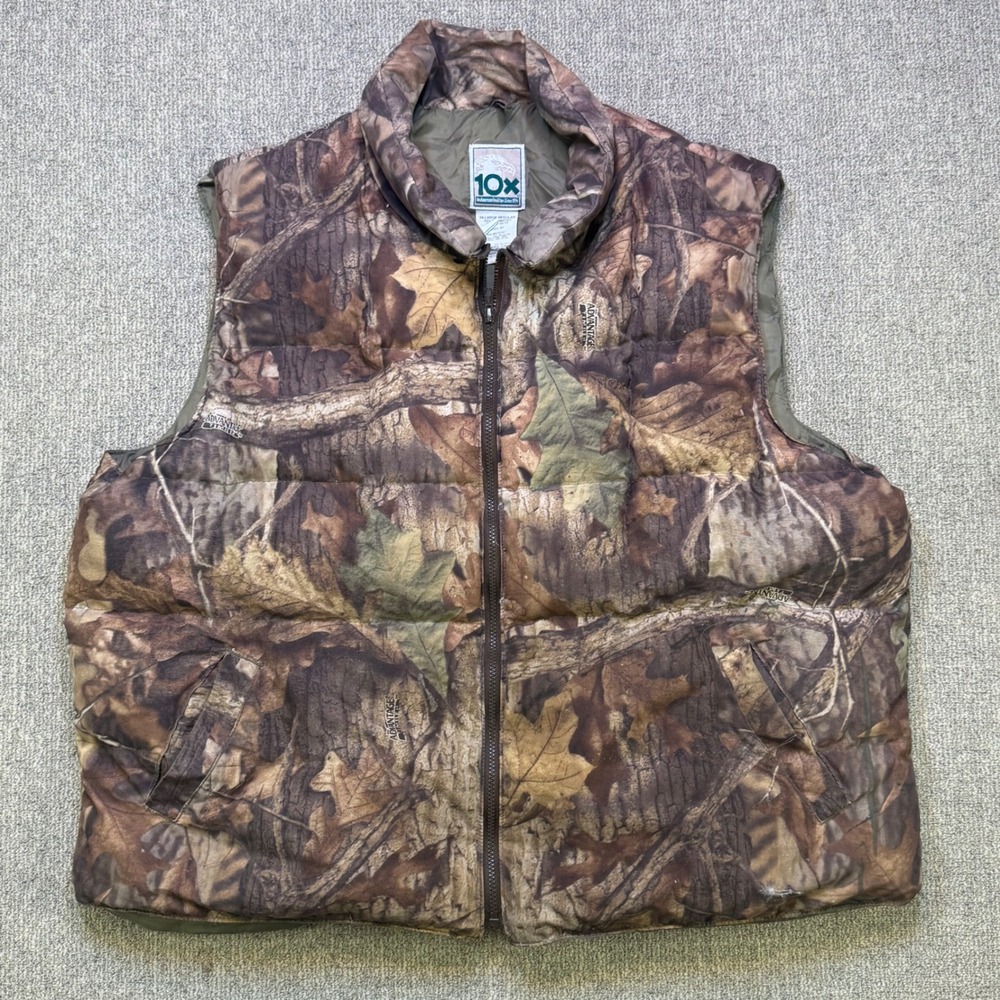 Vintage 10x Advantage Timber Camo Down Puffer Vest‎ Mens 2XL USA Hunting